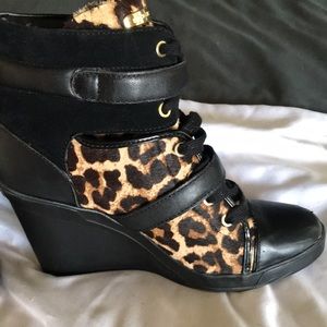 Michael Kors wedge heel Leopard Print booties!